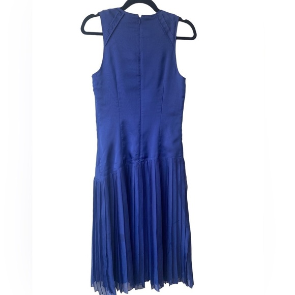 Banana Republic Midi Pleated Tall Blue Slip Look Drop Waist Y2K Dress Size 6 - Picture 5 of 9